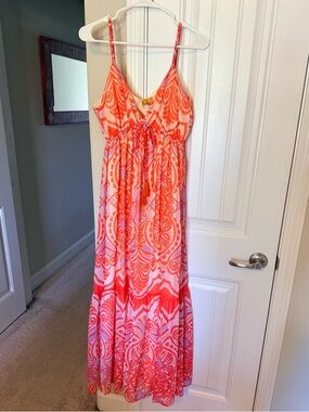 Orange Lavender Printed Maxi Sundress-NEVER WORN